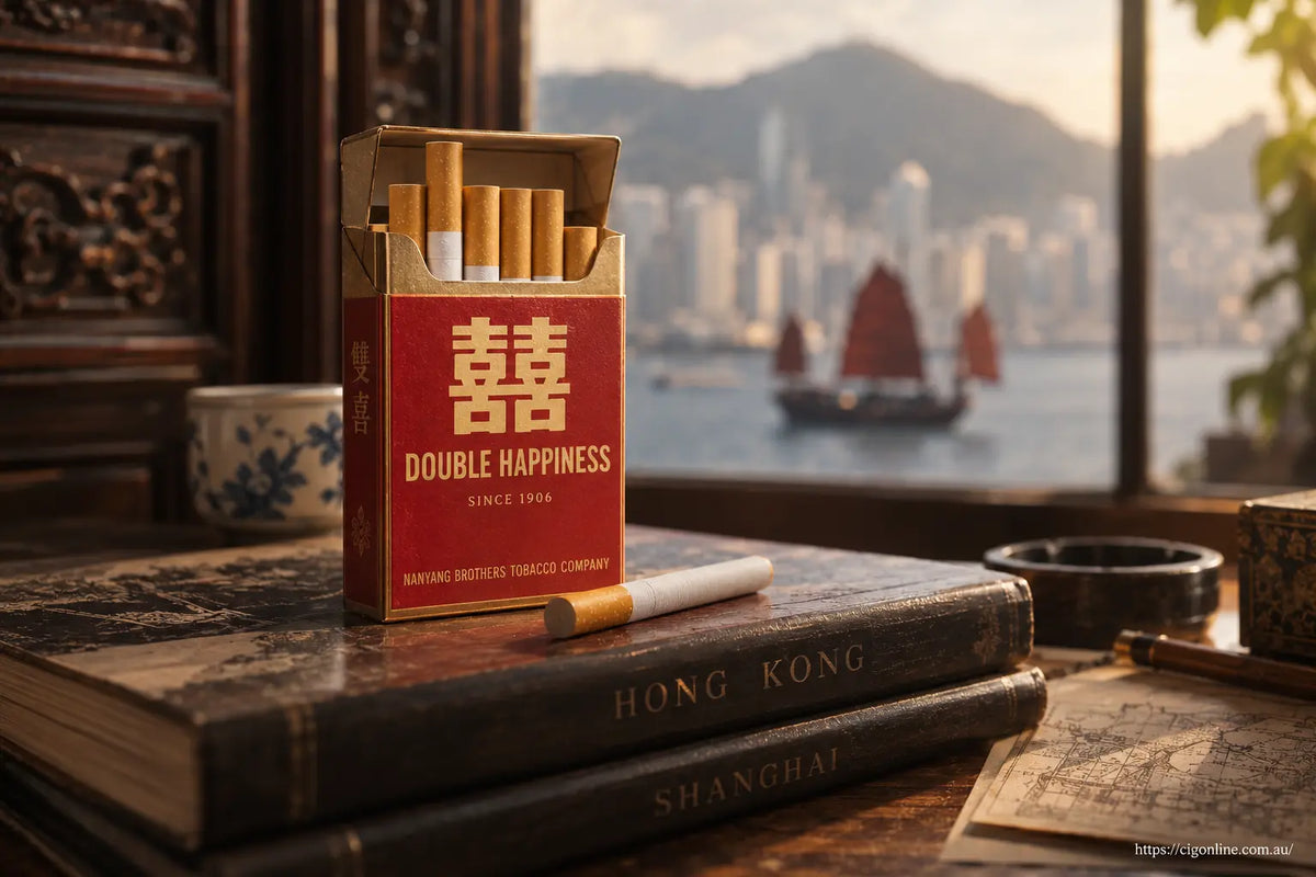 Selection of Chinese cigarette alternatives to Double Happiness including Chunghwa, Liqun, and Zhongnanhai packs