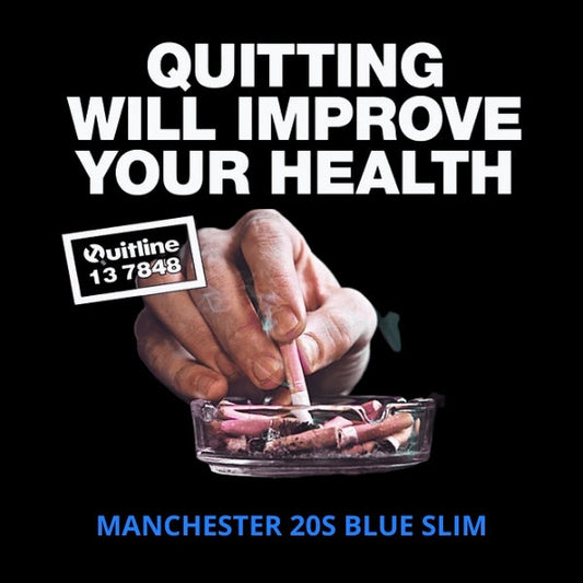 Manchester Blue Slim 20s cigarettes 10-pack carton at CigOnline Australia